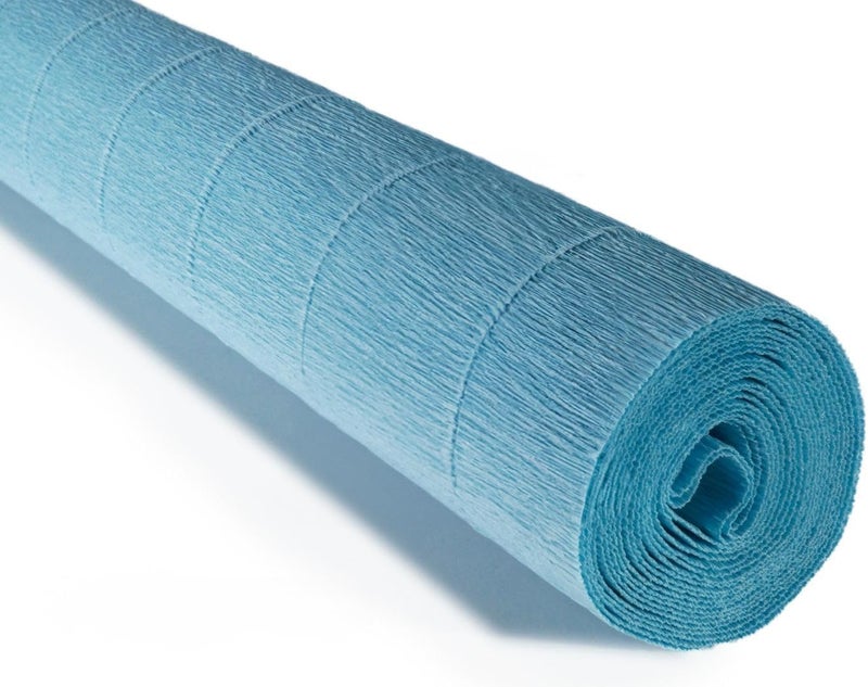 LCREATE LCREATE LCREATE Cartotecnica Rossi 140g 10 Inch Wide 8.2ft Long Italian Crepe Paper Rollfor Wedding Ceremony Various Large Festivals Decoration (Azure Blue（956）) - Image 1